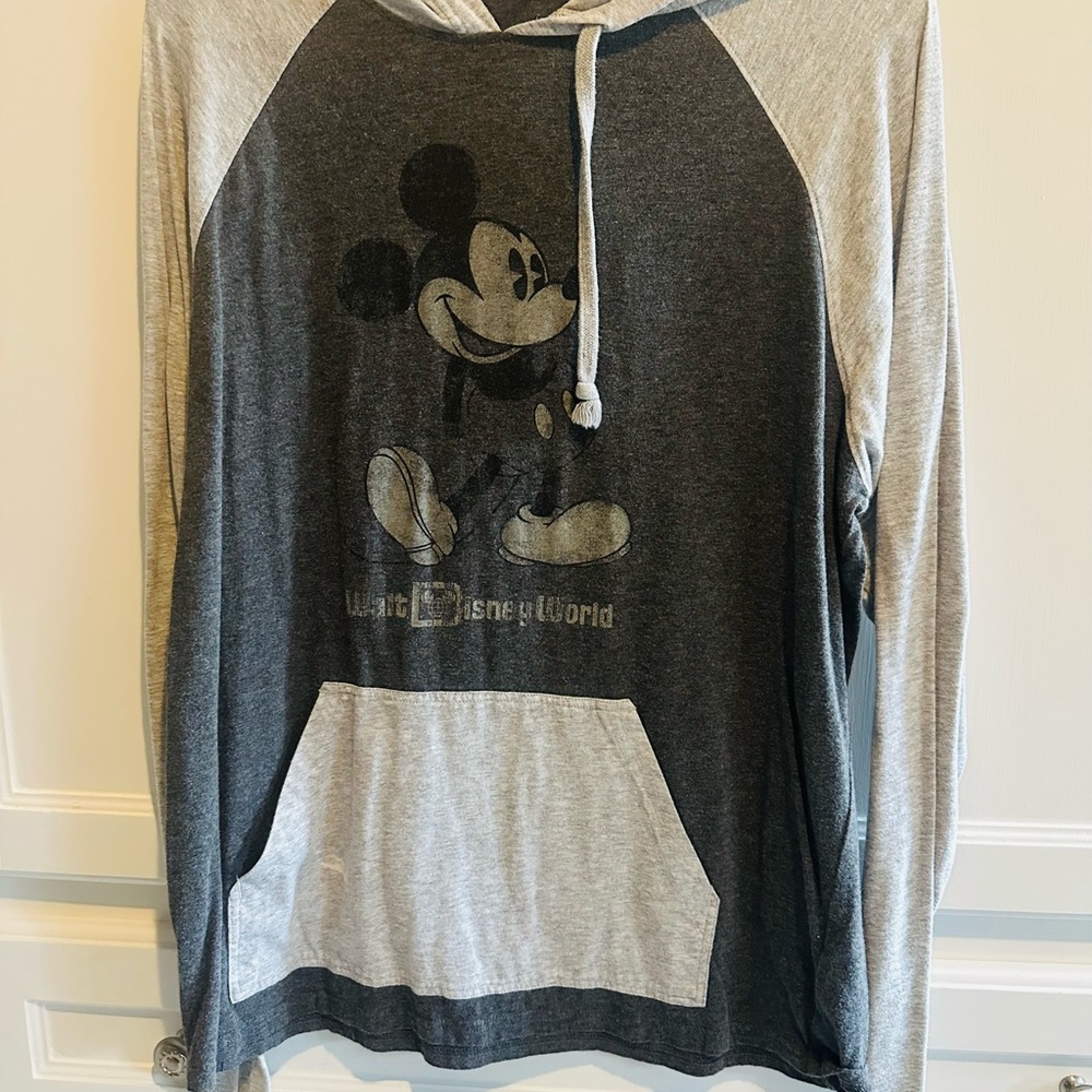 Disney Men's Black and Gray Mickey Mouse Hoodie